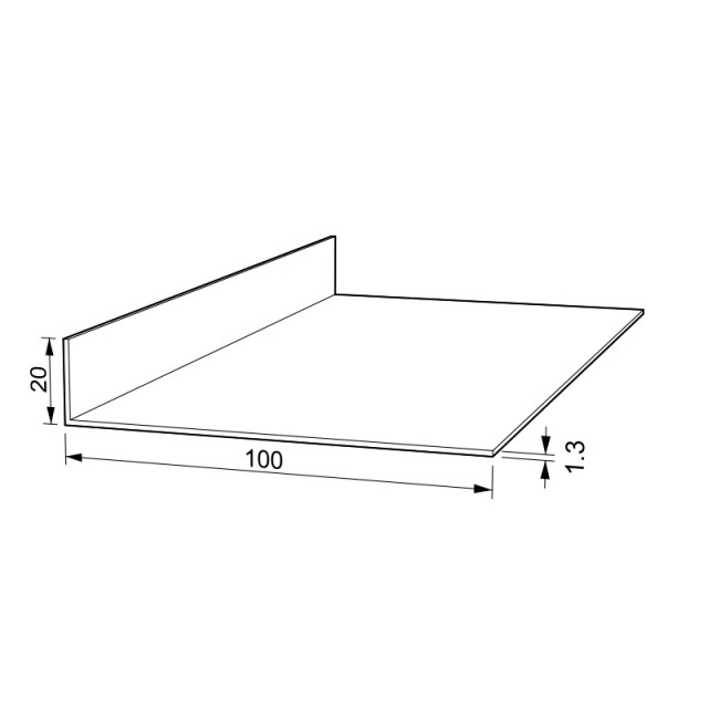 L-SHAPE ALUMINUM PROFILE 100x20 ANODISED